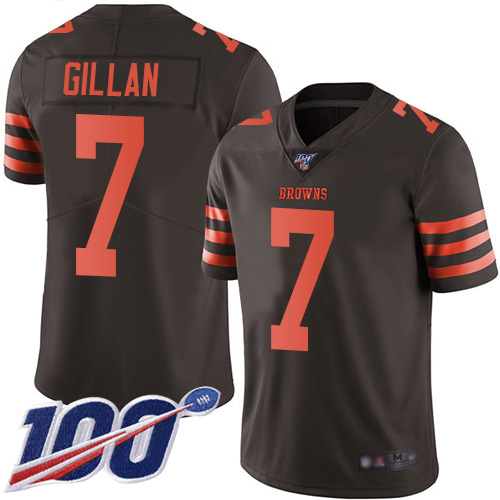 Cleveland Browns Jamie Gillan Men Brown Limited Jersey #7 NFL Football 100th Season Rush Vapor Untouchable->youth nfl jersey->Youth Jersey